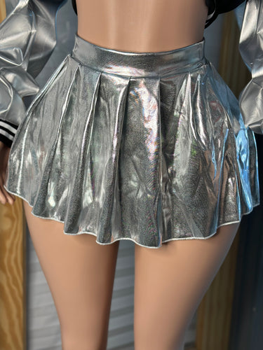 Metallic Mini Pleated Skirt