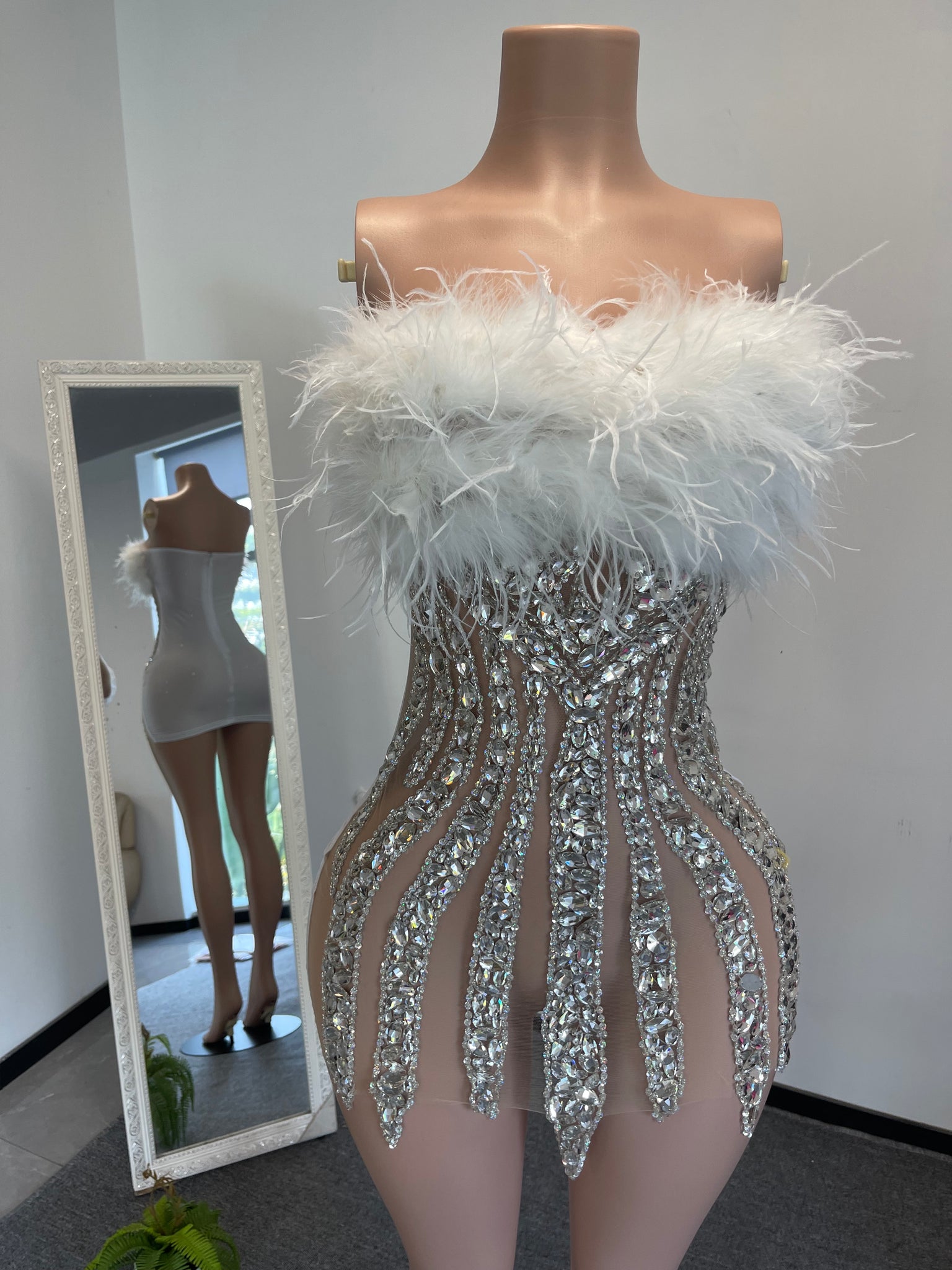 Mirror Plated Crystal Vintage Dress