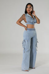 In The Mood Pant Set- Denim