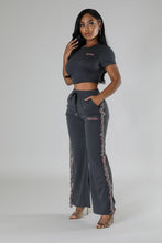 That Girly Fringe Pant Set- Dark Gray