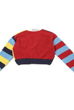 Colorful Knit Cropped Cardigan "W" Patch