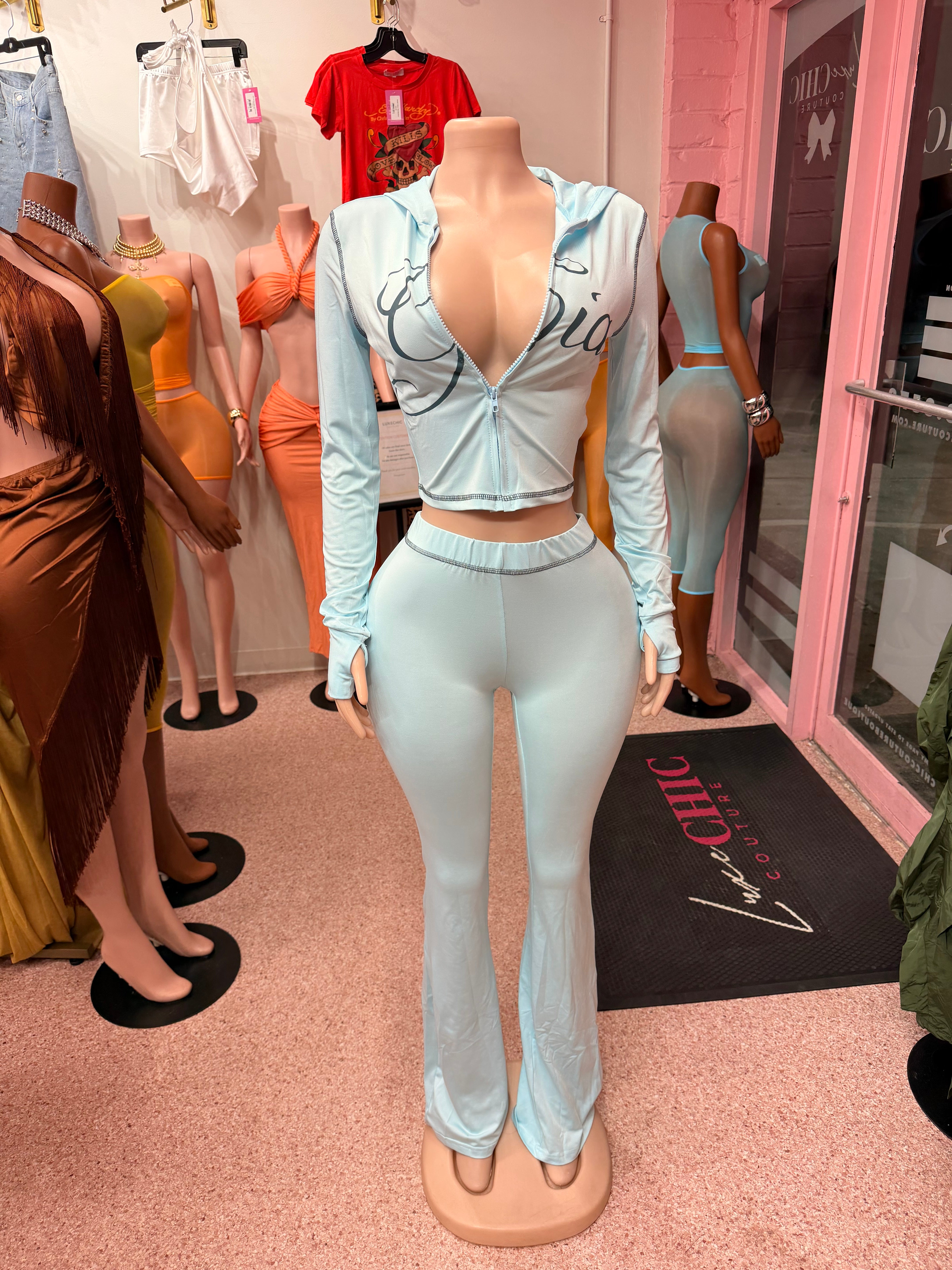 Gia Pant Set- Lt Blue