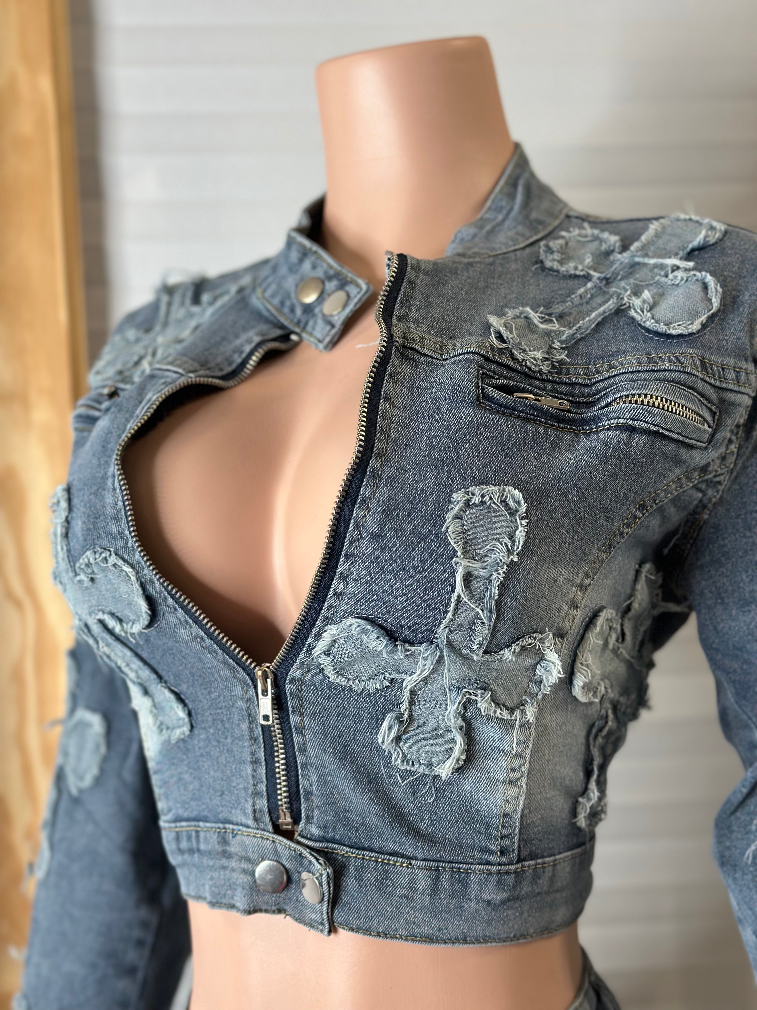 Crossed My Mind Denim Mini Skirt Set
