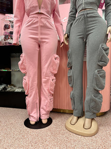 Airport Runs Cargo Pant Set-Pink