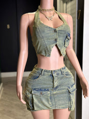 What’s The Plan Denim Skirt Set