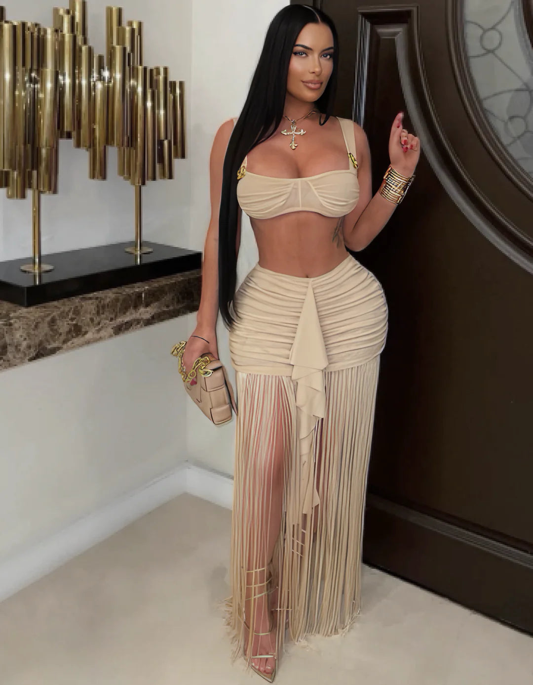 Champagne Showstopper Skirt Set – Gold