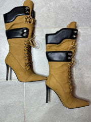Chic Two-Tone Pointed-Toe Stiletto Boots