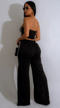 Missed Flights Tube Top & Side Stripe Pant Set- Black