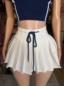 Pop It Girl Tennis Skirt- White/Navy