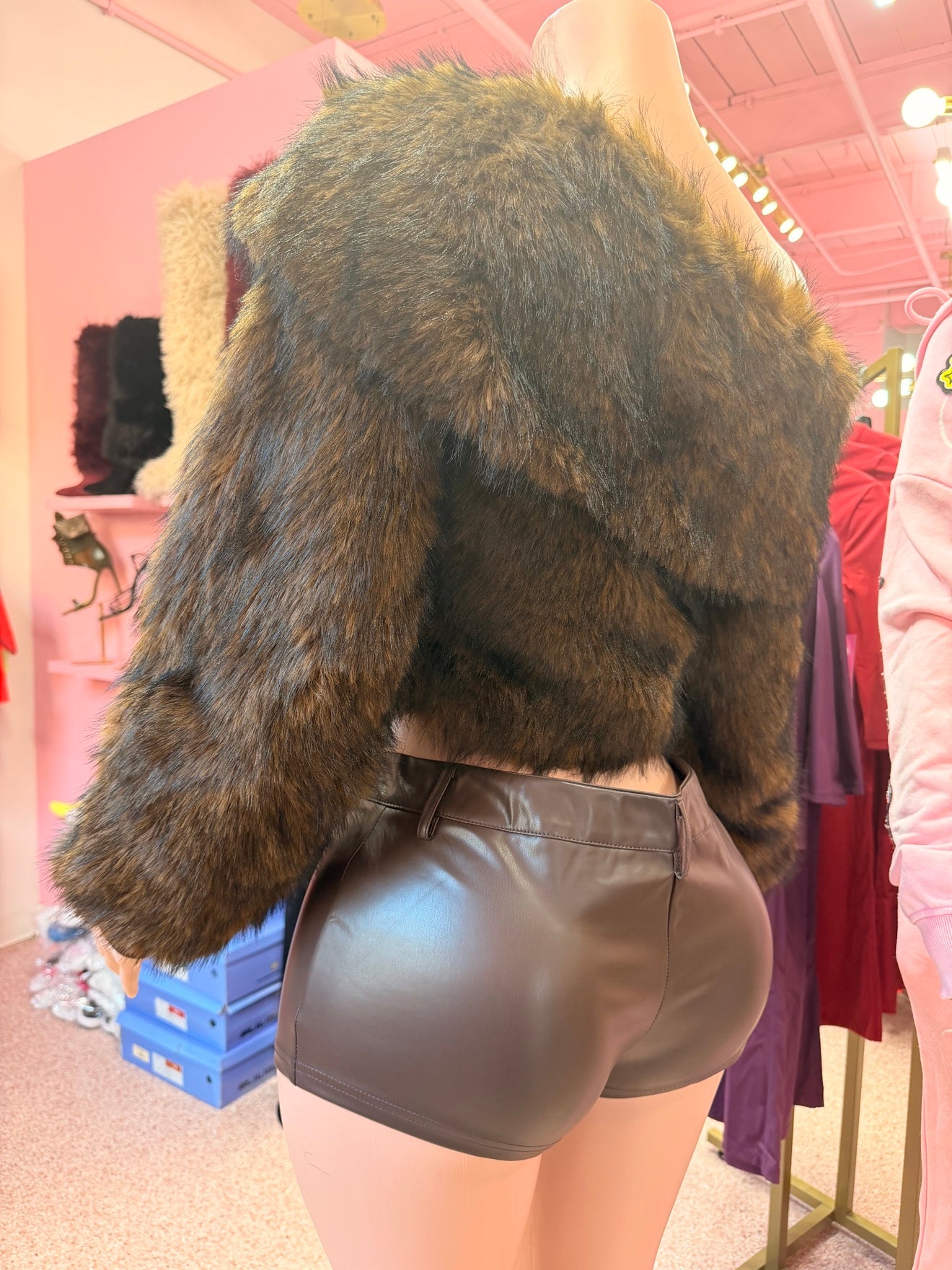 Fur The Love Of Luxury Crop Top – Brown
