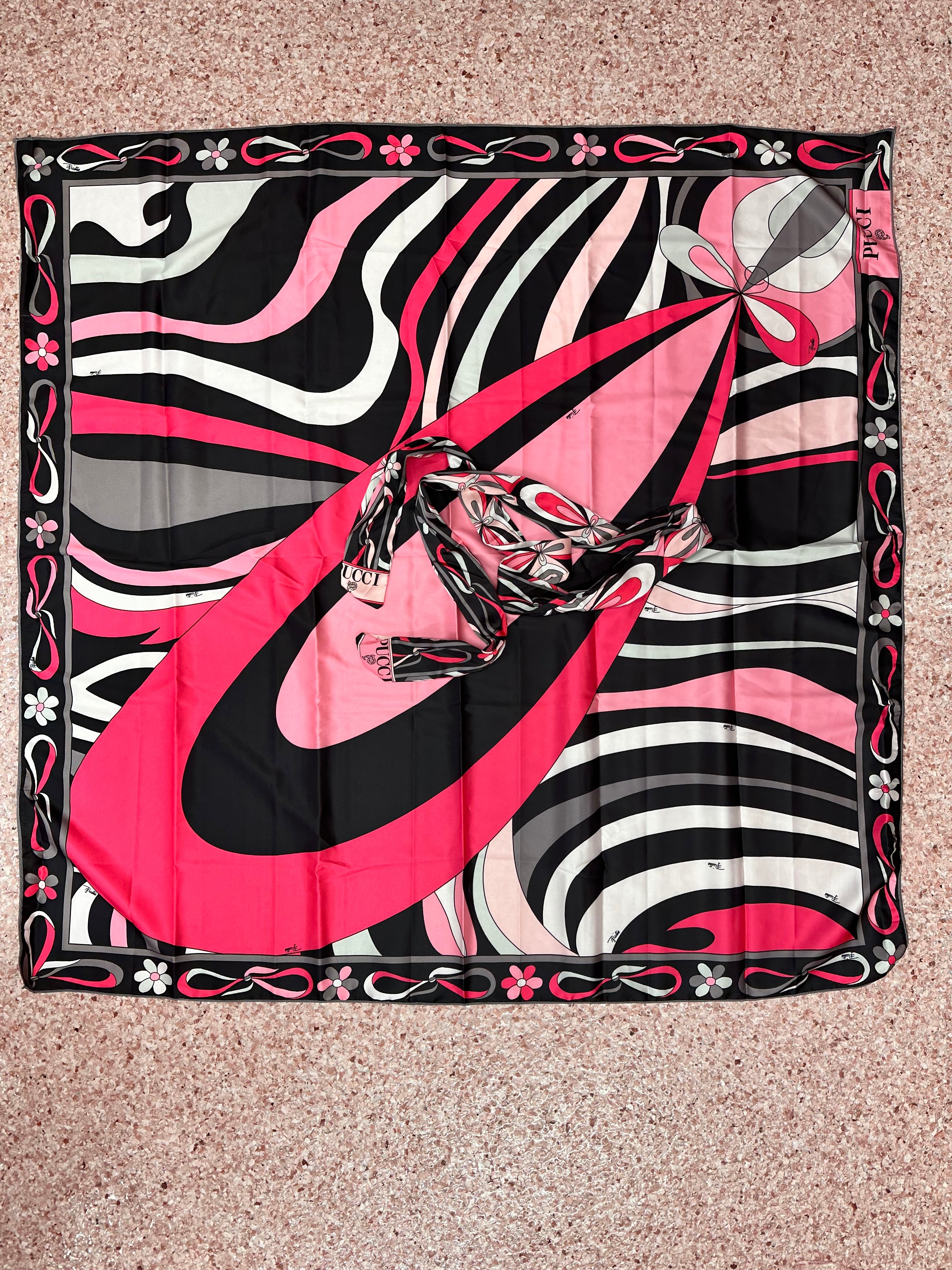 Puch Silk Square Scarf & Headband Set- Pink