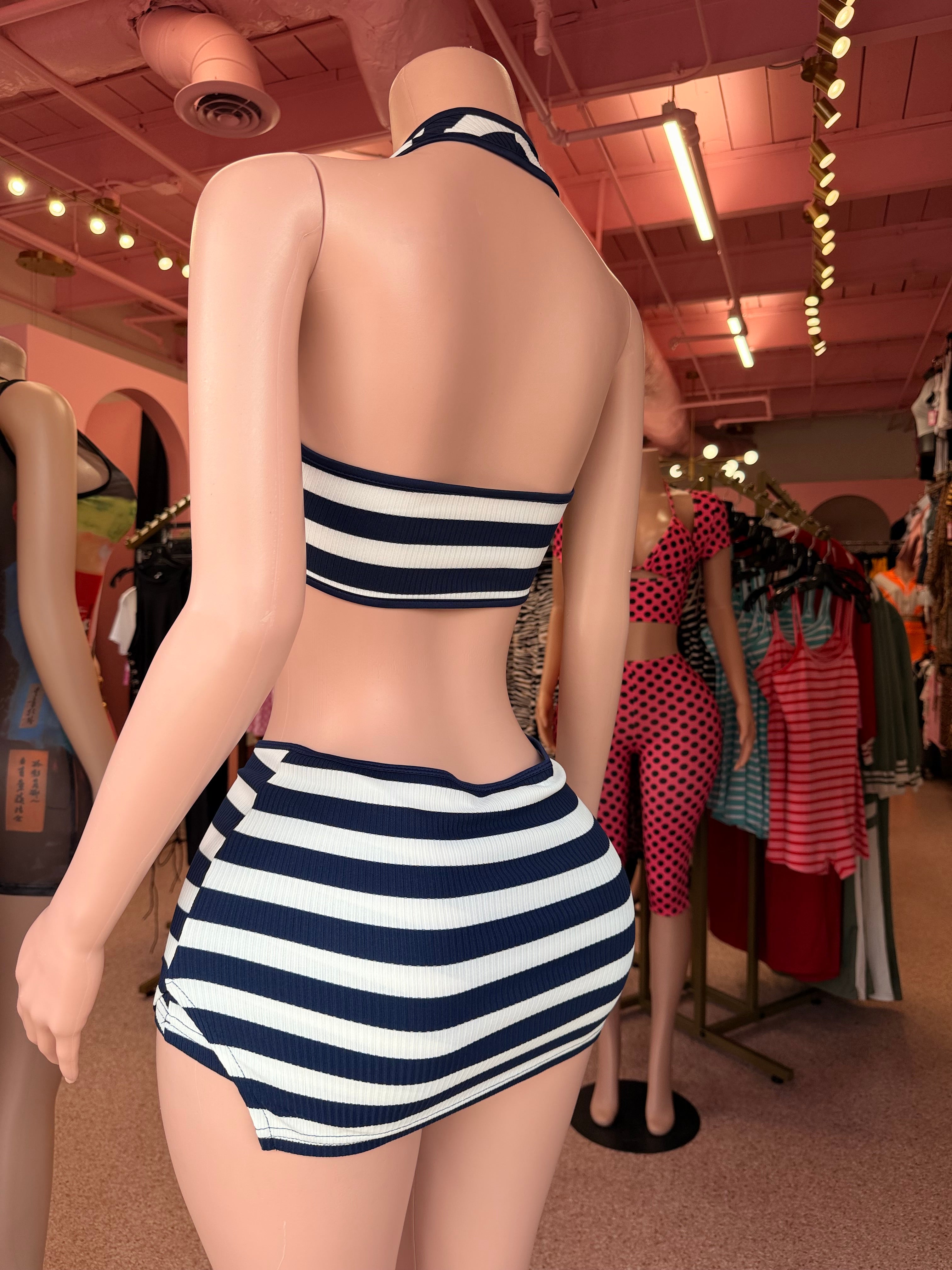 Yacht Club Baddie Skort Set - Navy Blue