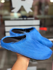 Fuzzy Slipper Slides- Blue