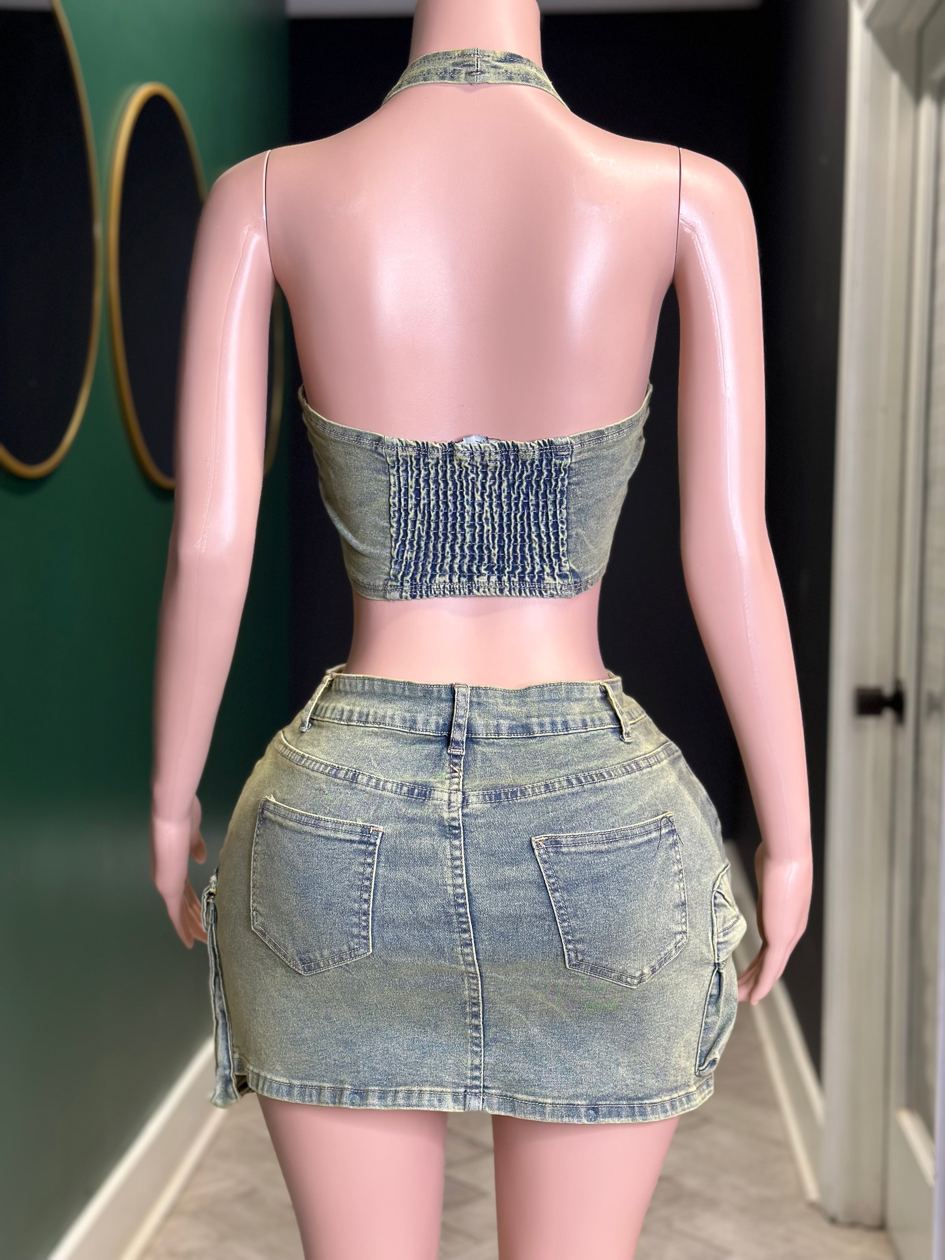 What’s The Plan Denim Skirt Set