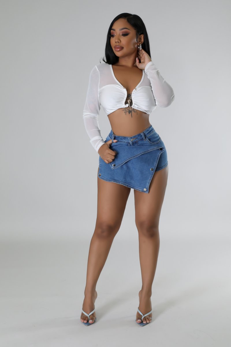 Grabbing Attention 2pc Skort Set- Denim