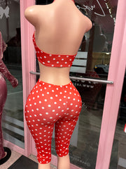 (Pre-Order) Pretty Pressure Polka Dot Capri Set- Red