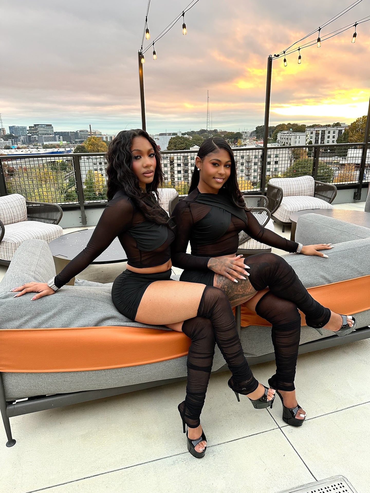 After Dark Mesh 3 Piece Mini Skirt Set- Black