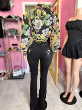 *Pre-Order 3-5 days then ship* Floral Crop Varsity Tapestry Jacket- Black