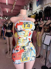 Street Gallery Graphic Mini Dress- Multi