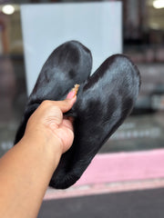 Fuzzy Slipper Slides- Black