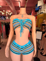Blue Lagoon Crochet Short Set – Aqua
