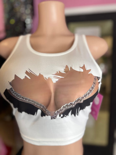 Naked Graphic Top Only- White