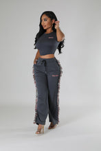 That Girly Fringe Pant Set- Dark Gray