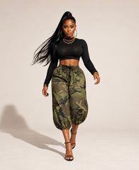 Camo In Command Balloon Capri Pant