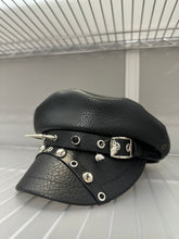 Black PU Leather Spike Hat