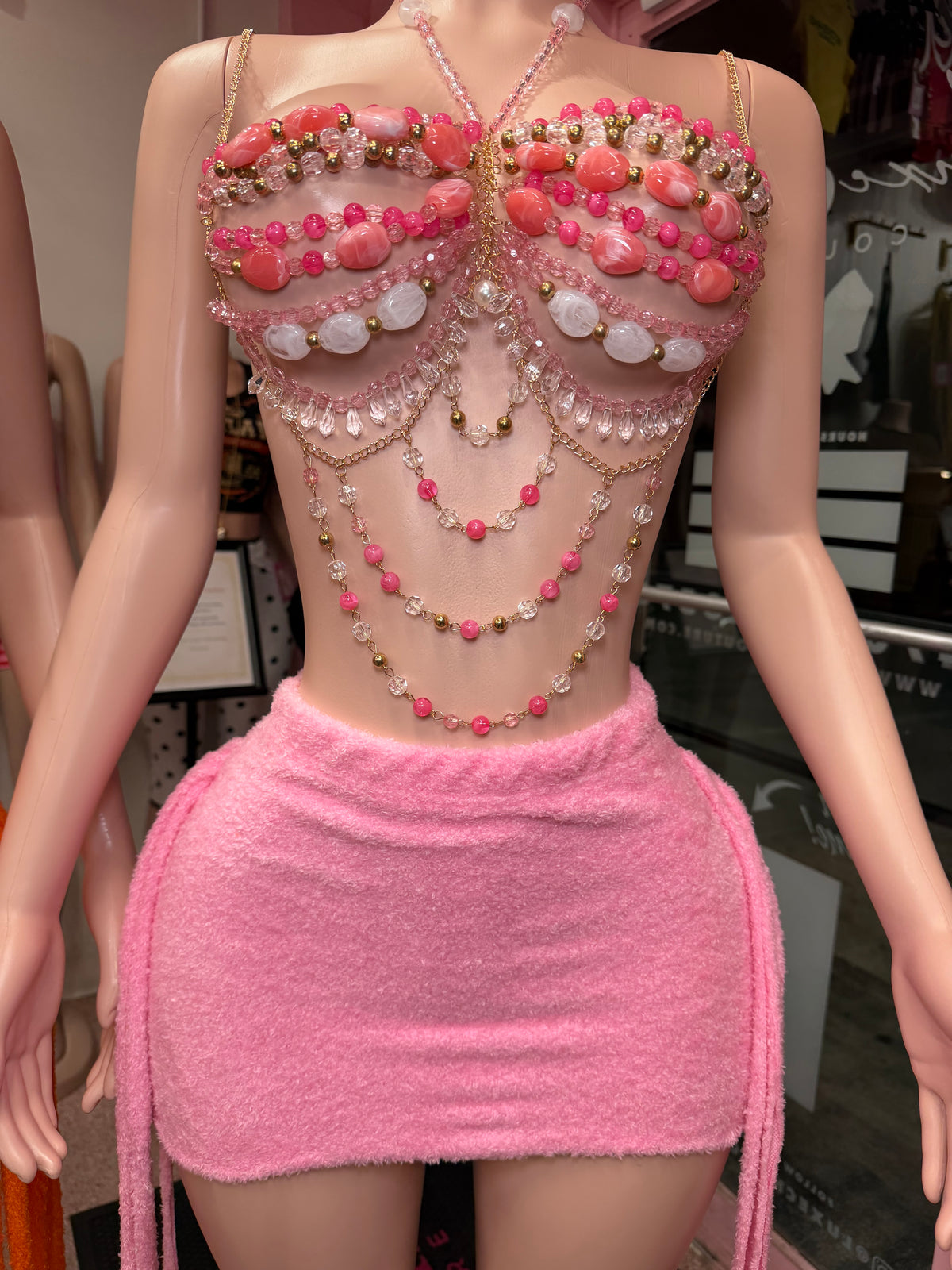 Pink Sugar Beaded Skirt Set – Pink