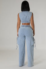 In The Mood Pant Set- Denim