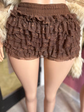 Ruffle Chic Lace Layered Mesh Shorts- Brown