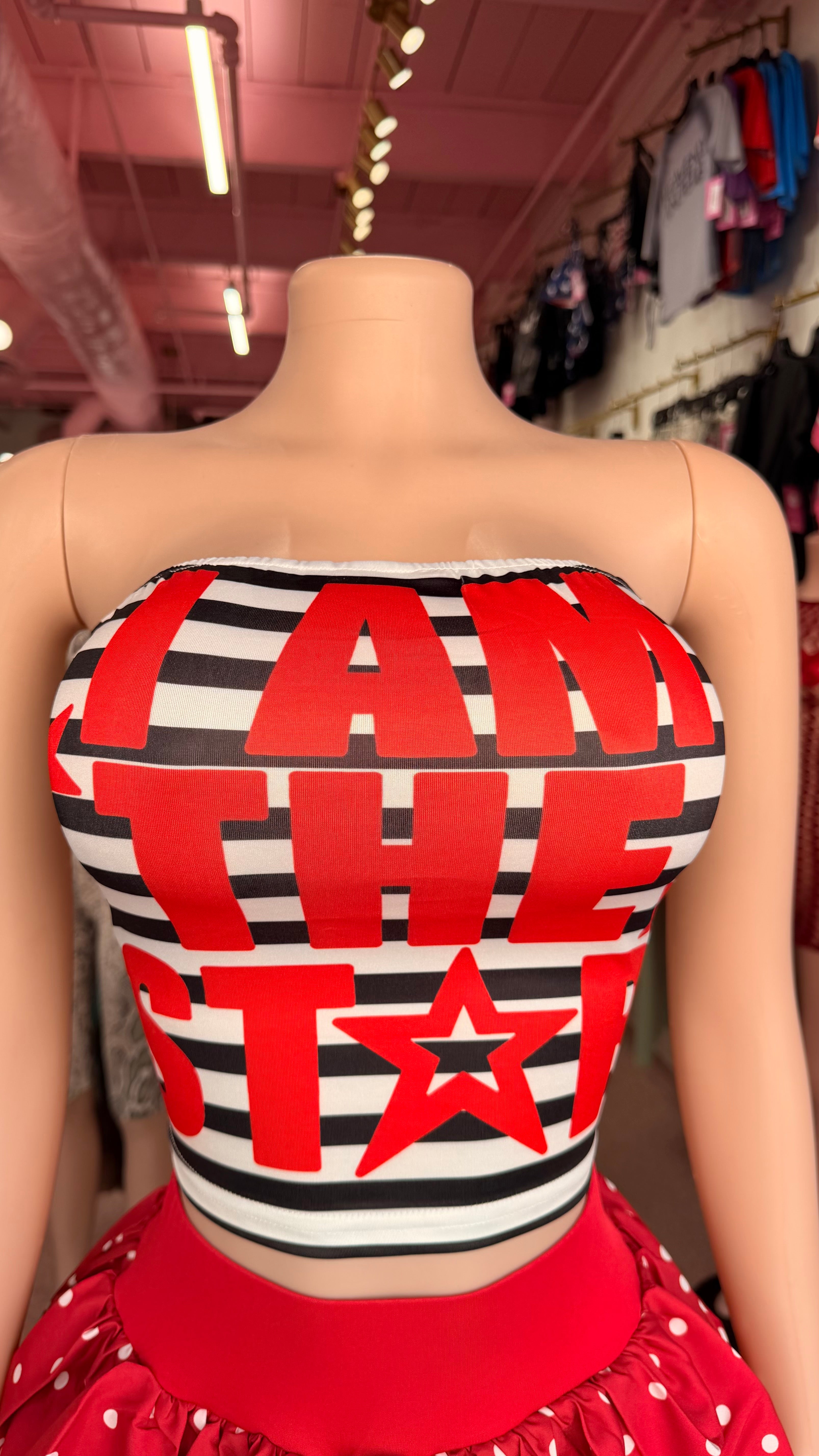 I Am The Star Tube Top – White/Red