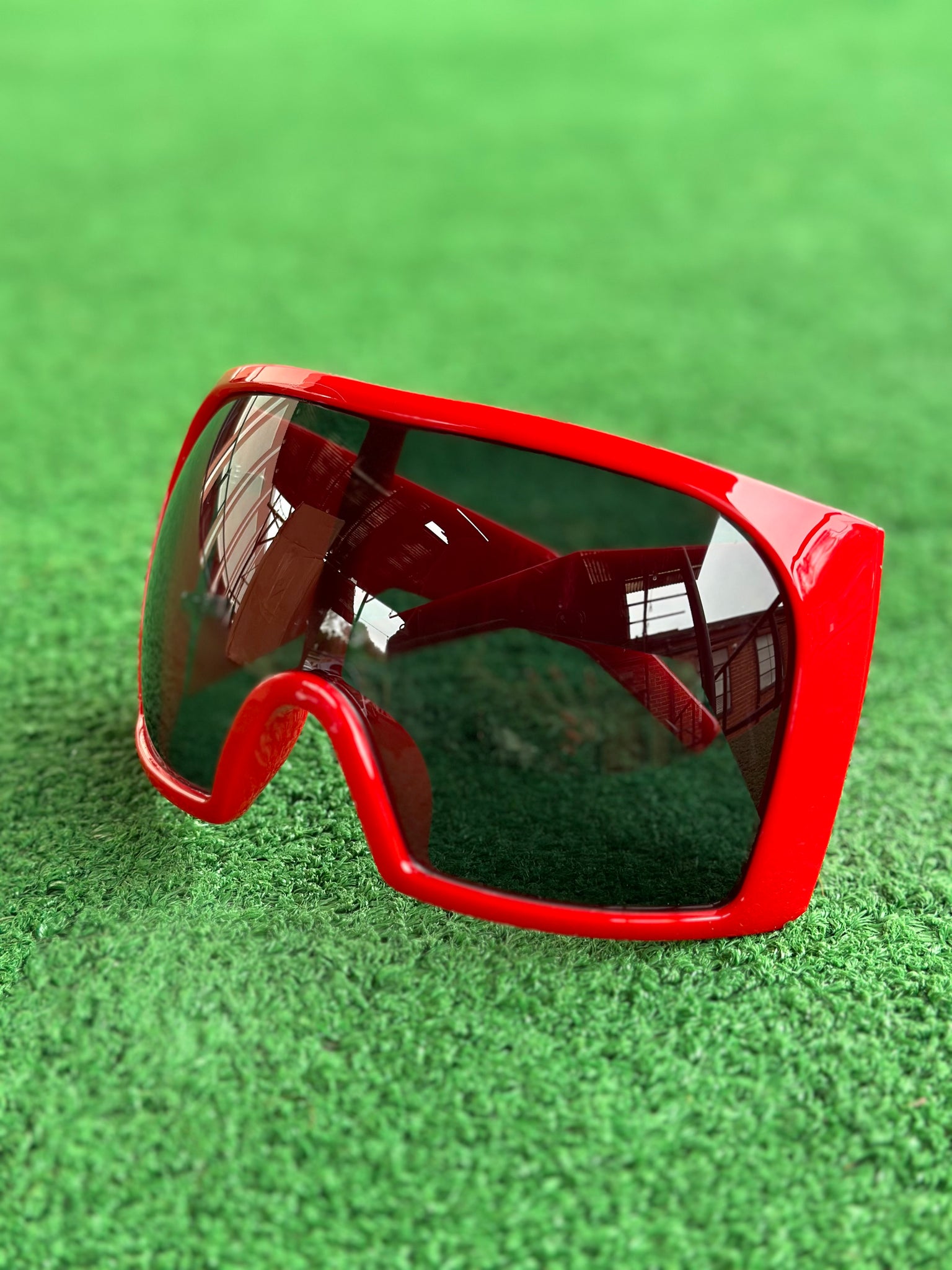 Futuristic Goggle Wrap Round Sunglasses- Red – Luxechic Couture