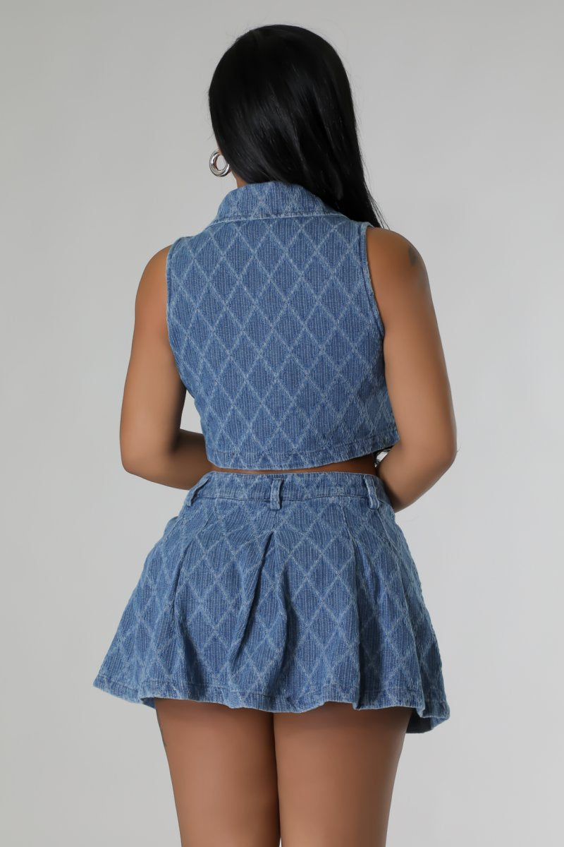 Looking Good Skirt Set- Denim