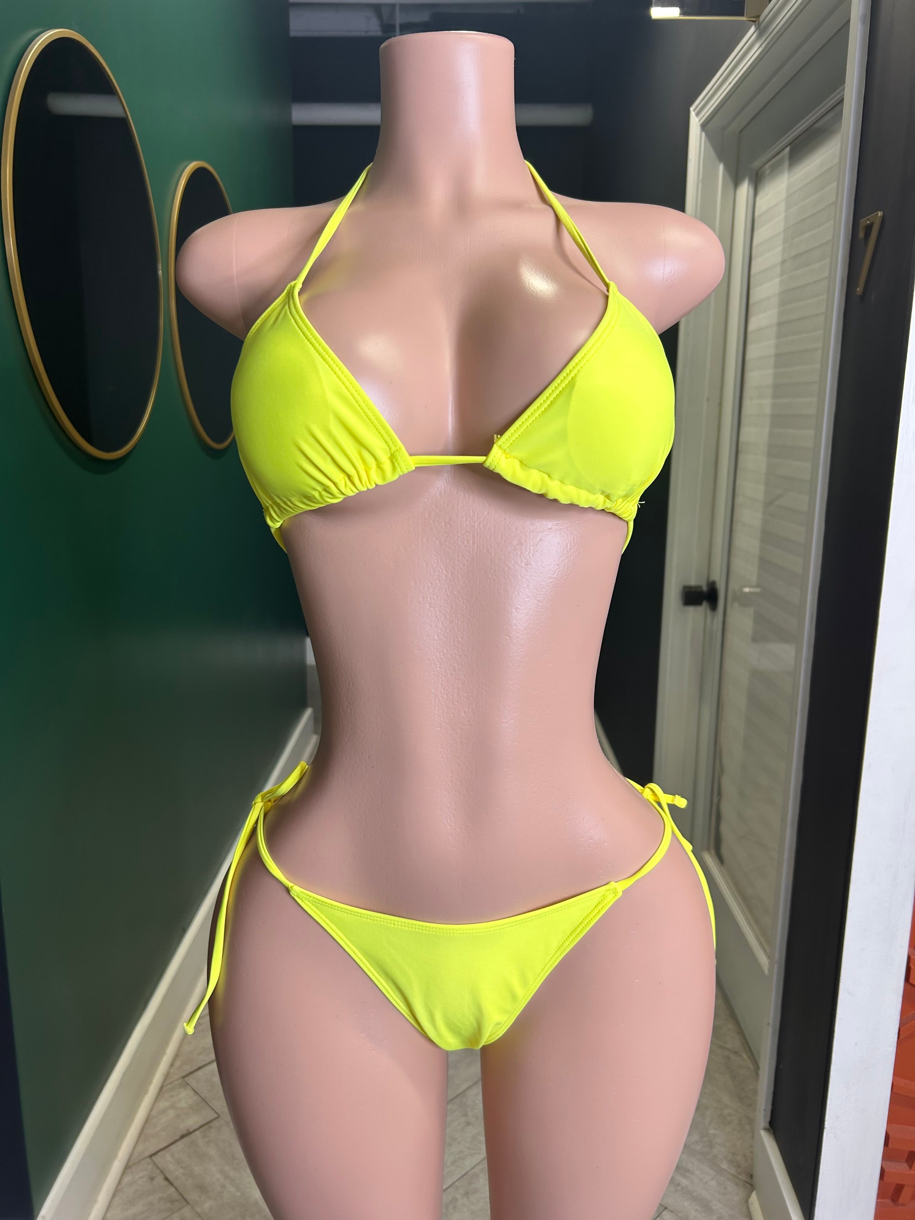 Smile Bikini Set W/Mesh Top- Yellow