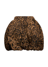 Leopard Twill Bubble Mini Skirt