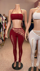 Up To No Good Lace Up Pant Set- Various Colors