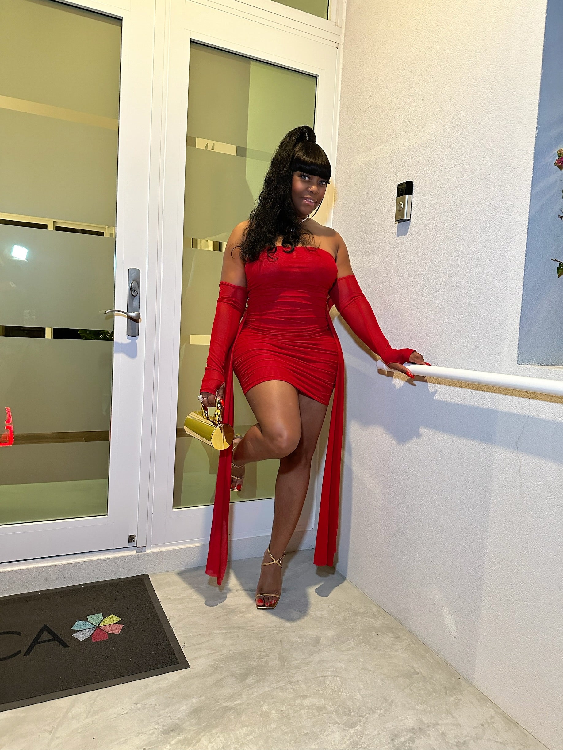 Slay The Night Sheer Mini Dress – Red