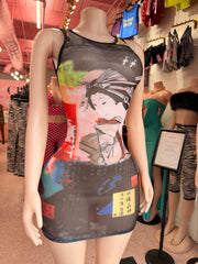 Tokyo After Dark Mesh Dress- Black