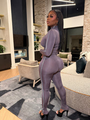Snatched Status Bodysuit & Legging Set- Gray