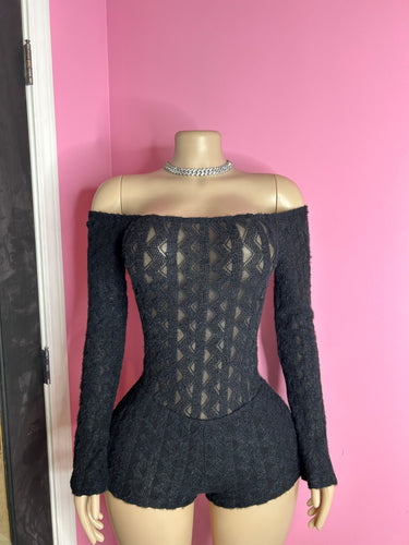 Fuzzy Feelings Romper- Black