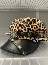 Leopard Print Spike Hat with Silver Accents