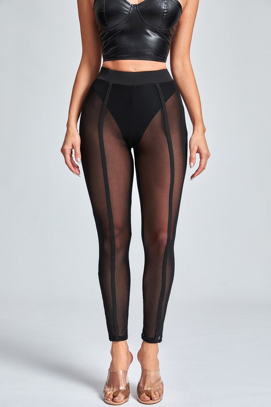 Sheer Mesh Legging- Black