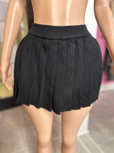 Collar Crop Top & Skort Set- Black