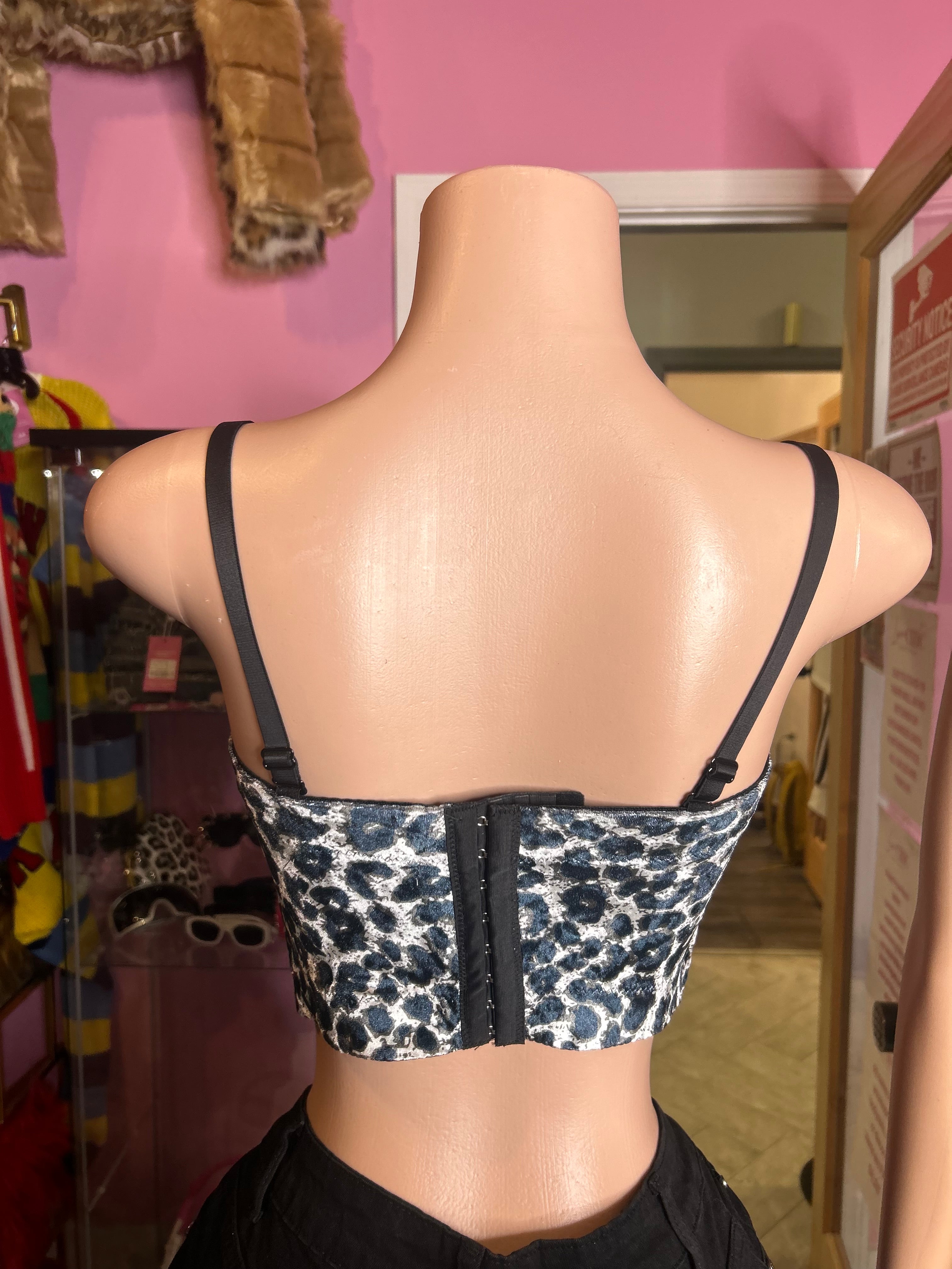 Safari Glam Leopard Print Bustier Top Only/ Gray