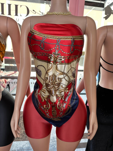 Whispering Silk Scarf & Short Set- Red