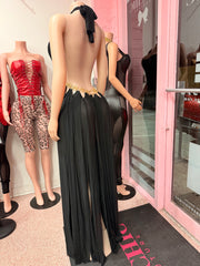 (Pre-Order 10 Business Days Then Ship) Naked Ambition Gold Chain Maxi Dress – Black