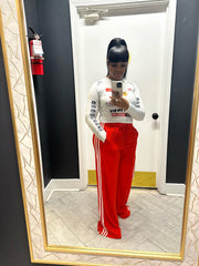 Open Me Up Sweat Pants- Red