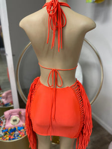 Mamacita Fringe Dress- Orange